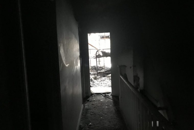 upstairs of home after fire damage